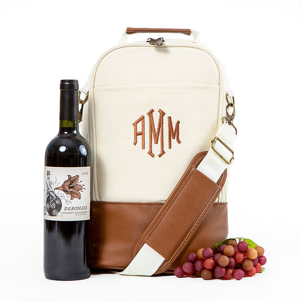 Monogrammed Insulated Wine Bag | Marleylilly