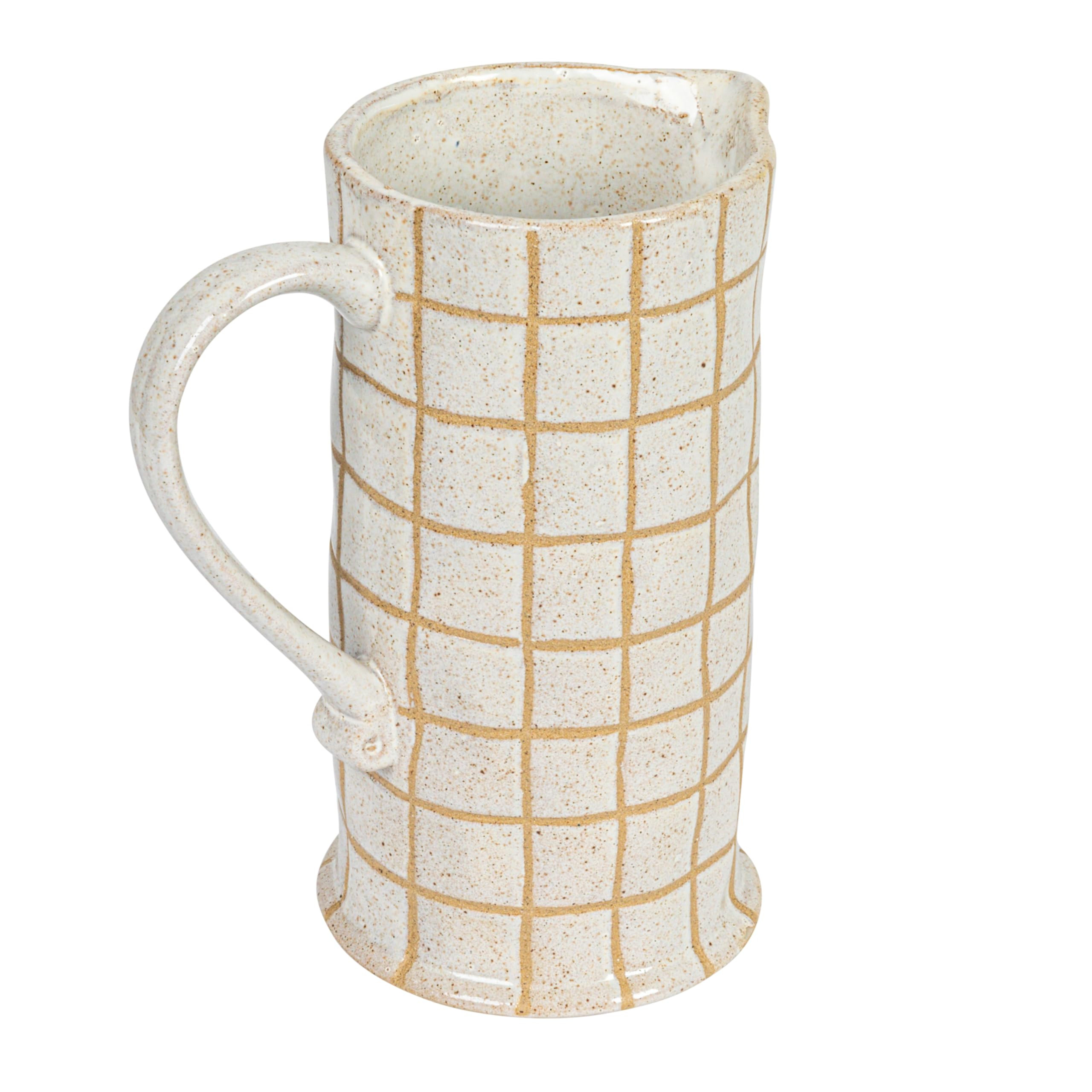 Bloomingville 8.5 Inches 46-Ounce Stoneware Pitcher with Wax Relief Grid Pattern in Reactive Glaz... | Amazon (US)