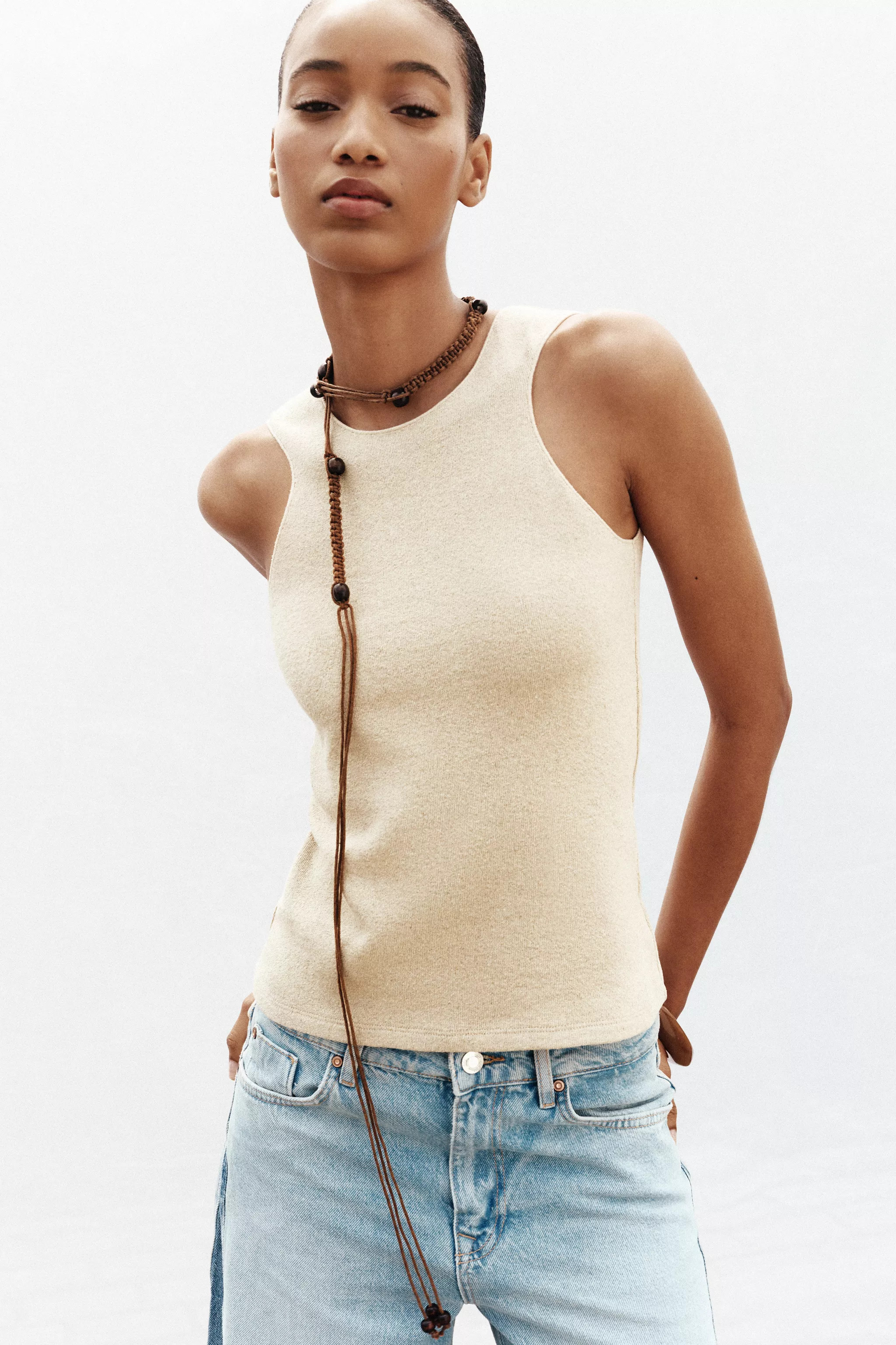 SLEEVELESS LINEN T-SHIRT | Zara Canada
