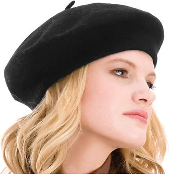 Kimming Womens Beret 100% Wool French Beret Solid Color Beanie Cap Hat | Amazon (US)