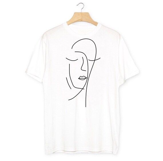 Woman's Face T-shirt Picasso Style White Black Tee Shirt Top Sketch Line Drawing Art KYOUSTUFF | Etsy (NL)