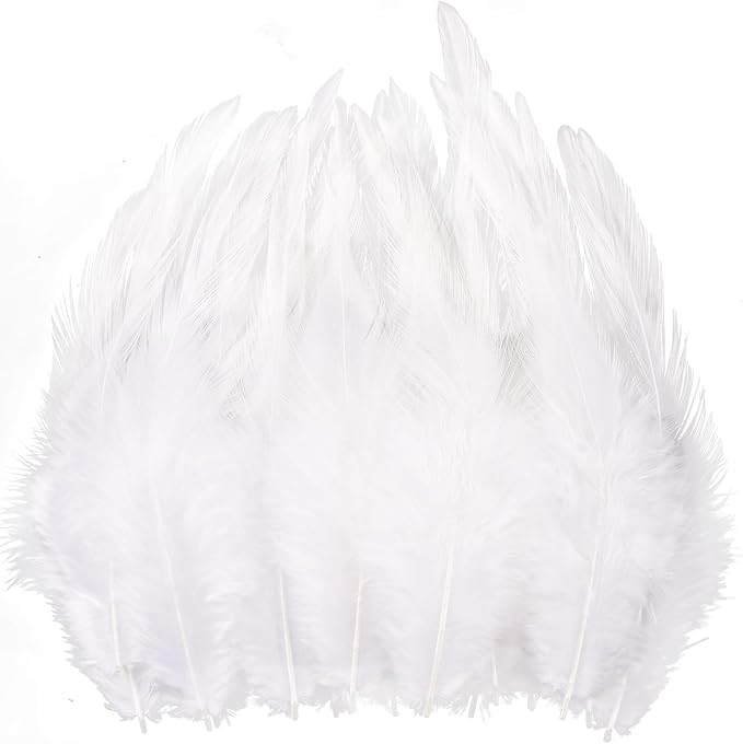 Feathers for Crafting,240pcs 5-7inch White Craft Rooster Feathers,Saddle Hackle Feather,Bulk Feat... | Amazon (US)