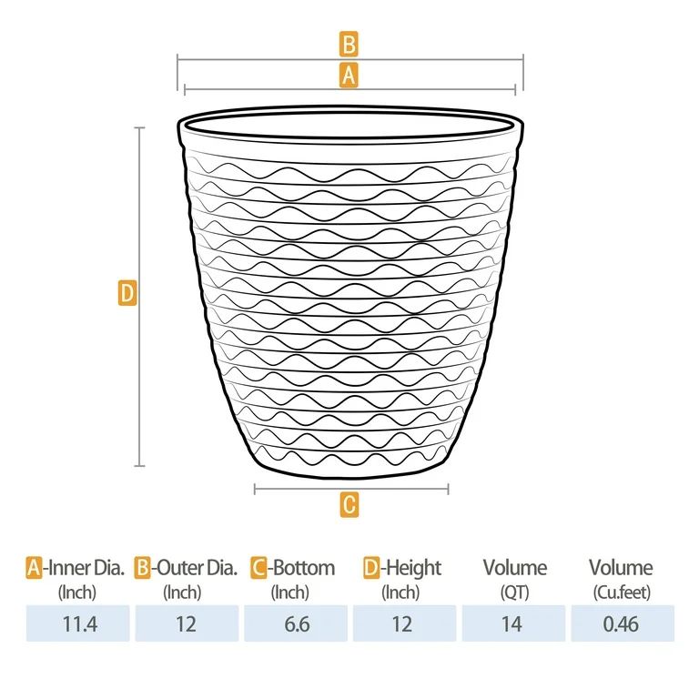 Better Homes & Gardens Caden White Recycled Resin Planter, 12in x 12in x 12in | Walmart (US)