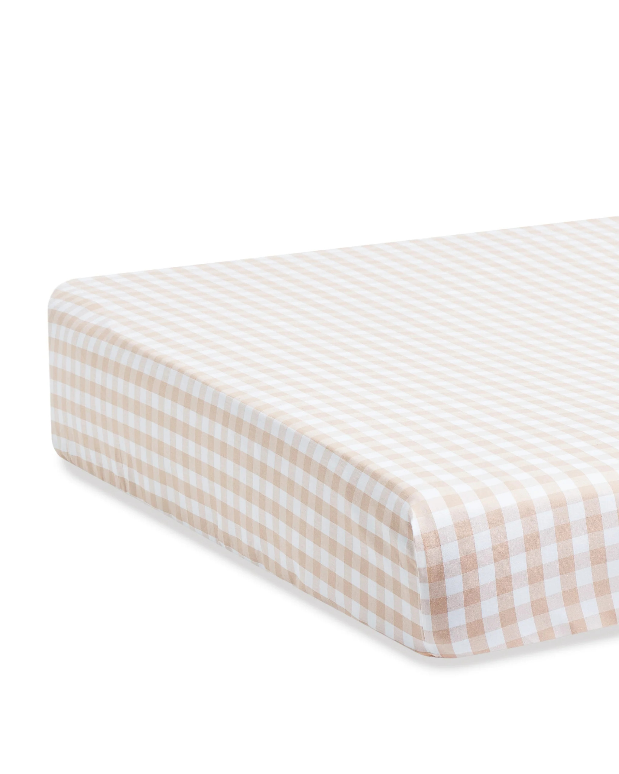 Luxe Premium Percale Crib Sheet in Camel Gingham | Petite Plume