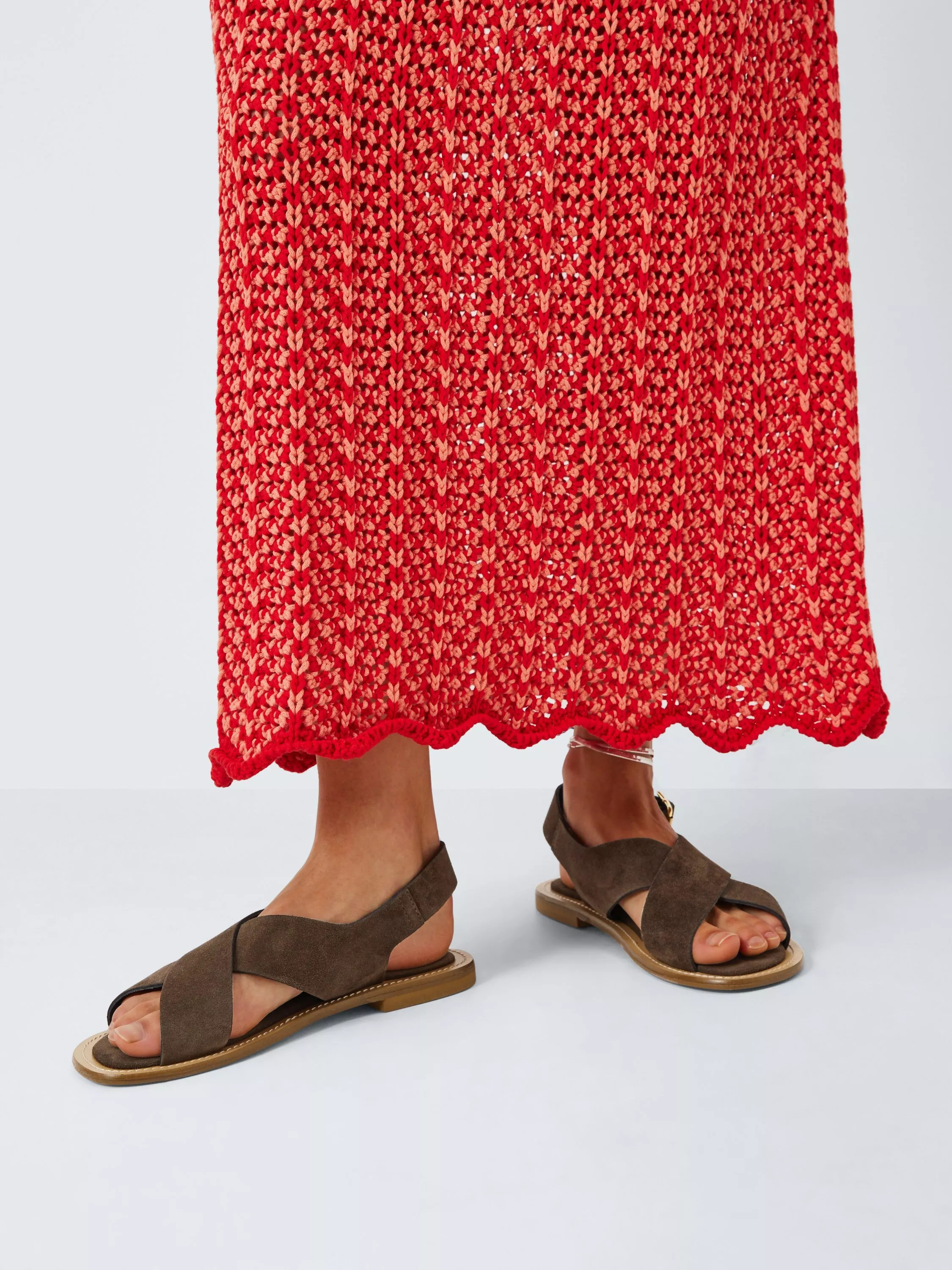 AND/ORLarkswood Suede Cross Strap Footbed Sandals, Chocolate | John Lewis (UK)