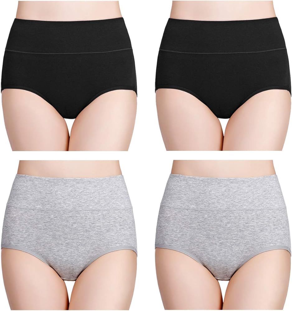 Women's High Waisted Cotton Underwear Briefs Ladies Soft Breathable Full Coverage Panties Multipa... | Amazon (US)