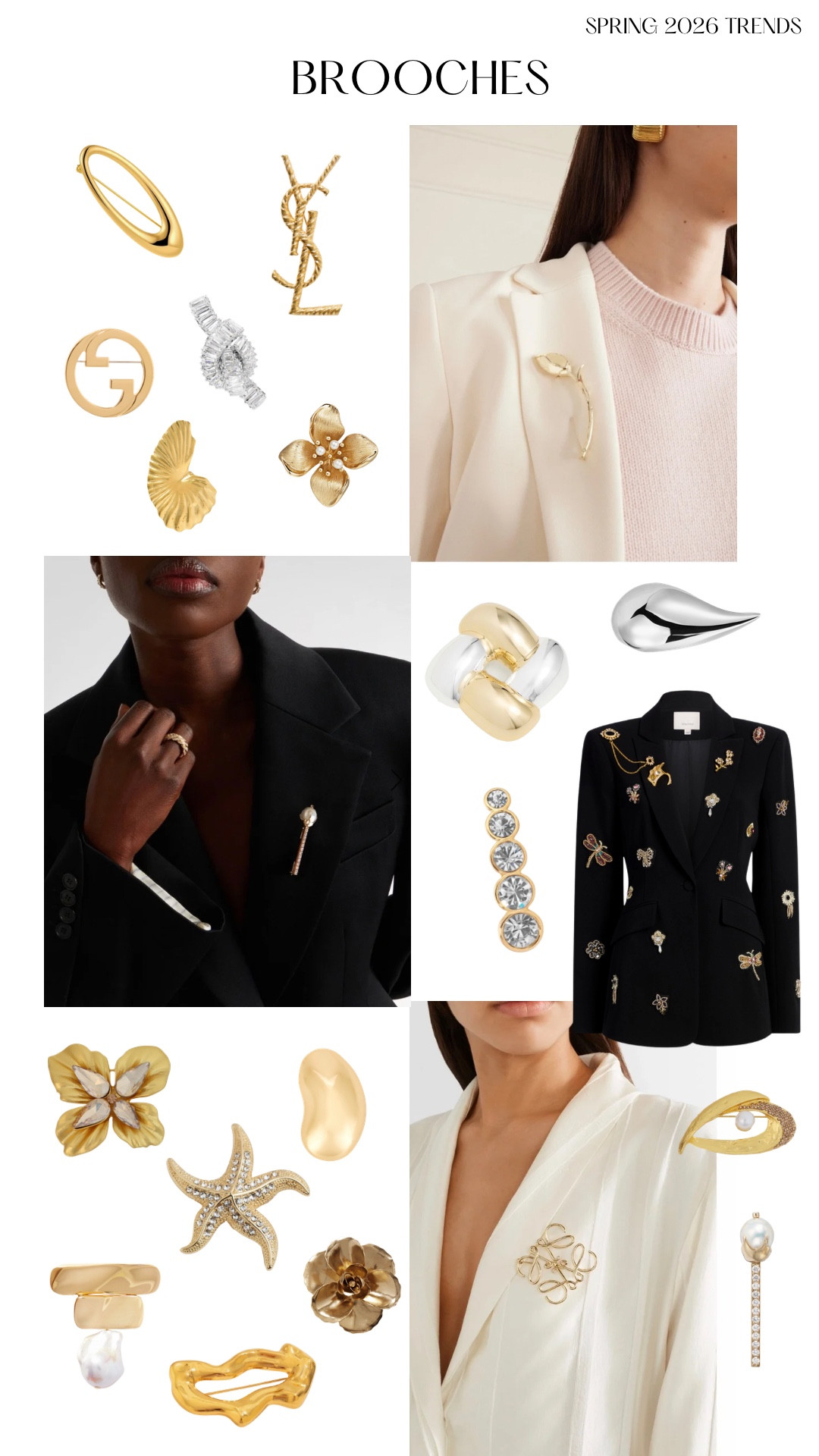 Spring trends 2026: brooches. Oversized gold, sculptural silver, floral pins and whimsical animal designs. Shop designer and designer inspired brooches. 

#brooch #springtrends #LTKSpringSale

#LTKootd #LTKWorkwear