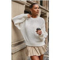 Cream Super Chunky Oversized Sweater | PrettyLittleThing US