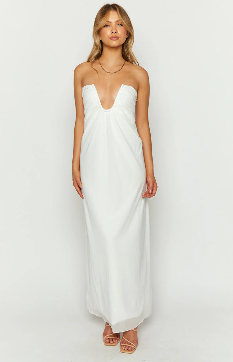 Braelyn White Strapless Maxi Dress | Beginning Boutique (US)