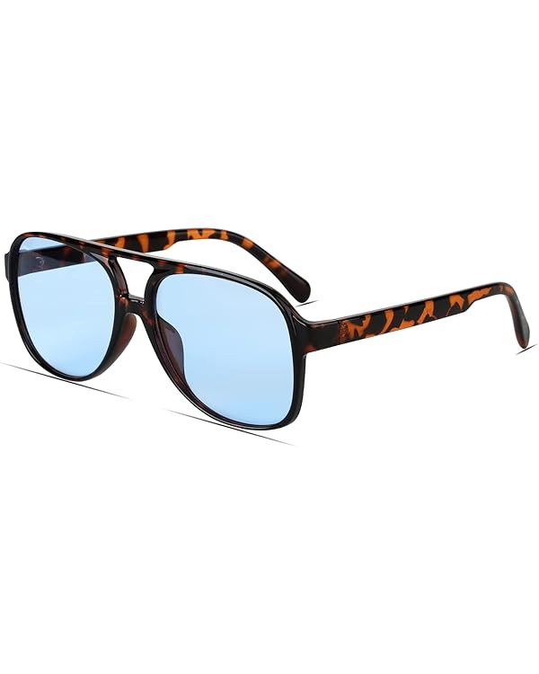 Freckles Mark Vintage Retro 70s Sunglasses for Women Men Classic Large Square Aviator Trendy Glas... | Amazon (US)