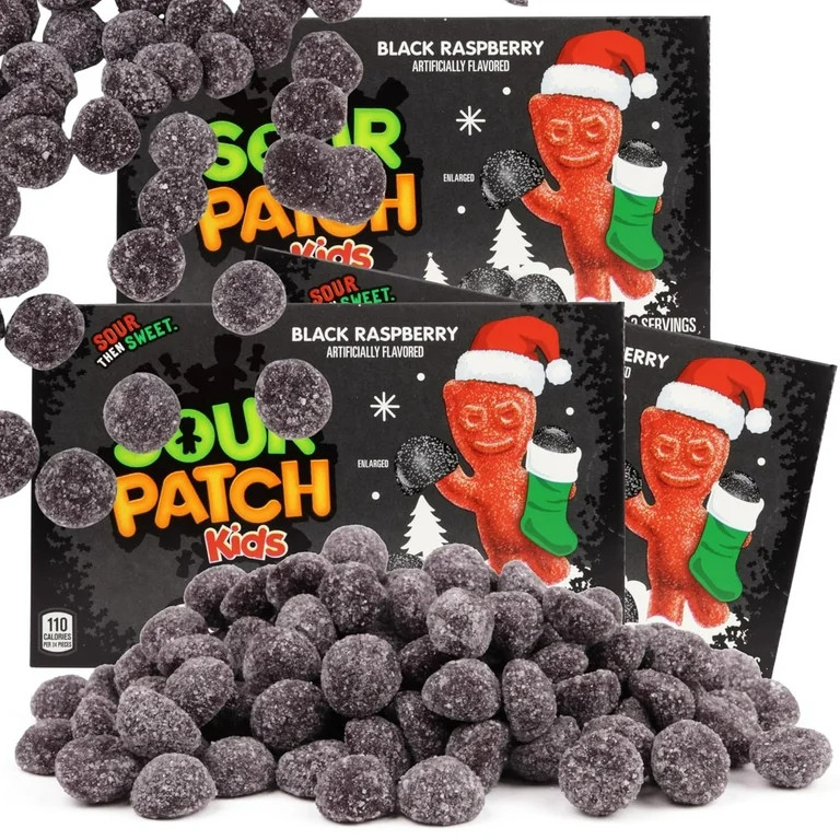 Christmas Coal Sour Patch Kids Candy, Stocking Stuffers, Pack of 3, 3.1 Ounces | Walmart (US)