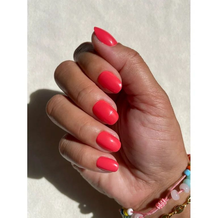 Olive & June Instant Mani Short Round Press-On Nails, Watermelon Red, Field Day, 42 Pieces | Walmart (US)