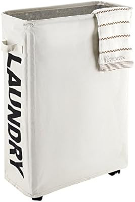 Caroeas 22" Rolling Slim Laundry Basket with Stand Foldable Waterproof Sorter and Organizer on Wh... | Amazon (US)