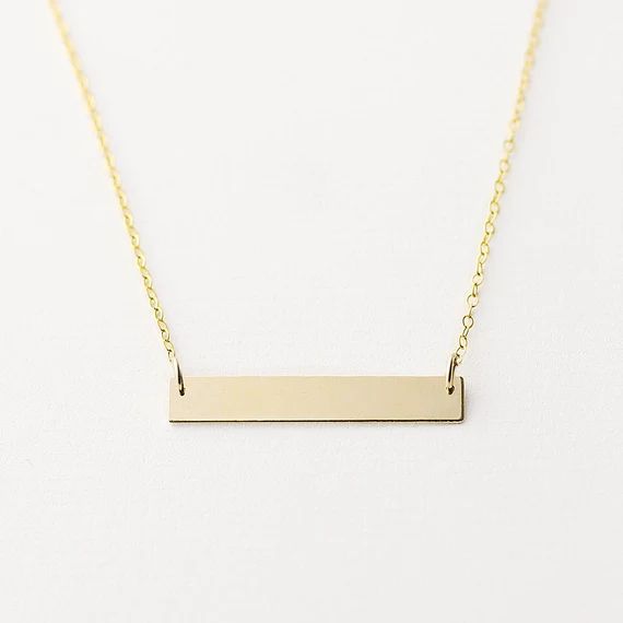 Wish - 14k gold filled horizontal bar necklace - minimal gold bar necklace - everyday gold neckla... | Etsy (US)