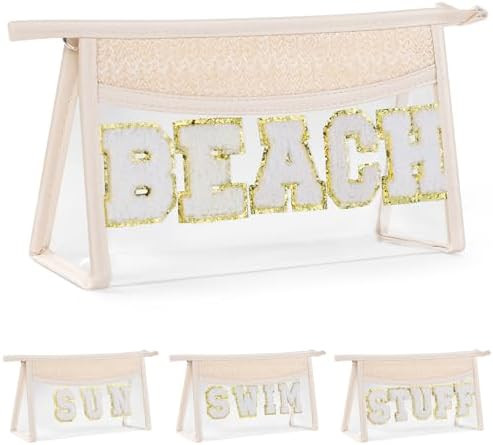 Etercycle Boho Patch BEACH Makeup Bag, Clear PVC Travel Toiletry Bag Waterproof Beach Bags for Wo... | Amazon (US)