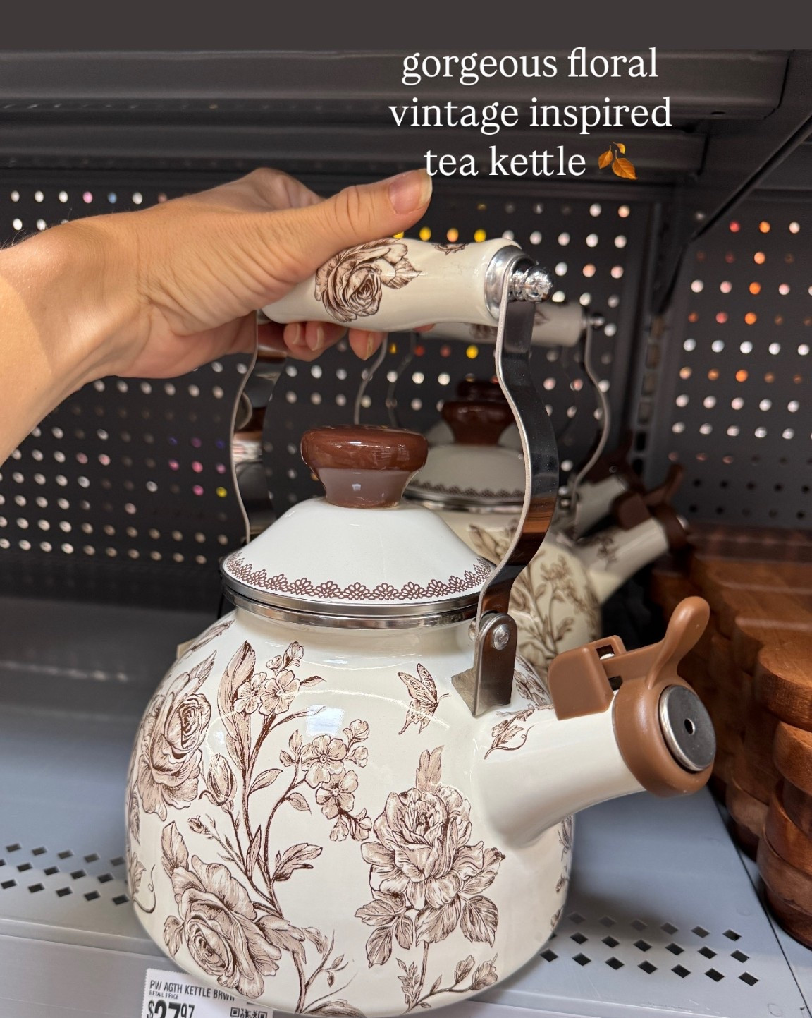 I’m in love with this tea kettle from the Pioneer Woman collection at Walmart. The vintage-inspired brown floral pattern gives it that nostalgic, country kitchen feel while still being totally functional for everyday use. It’s one of those pieces that looks just as pretty sitting out on the stove as it does when you’re actually using it. I love when something practical doubles as décor, and this tea kettle is the perfect example. If you’re looking for affordable vintage-style kitchen finds or want to add a little farmhouse charm to your space, this is such a good piece to grab. 

#LTKHome #LTKFindsUnder50 #LTKSeasonal