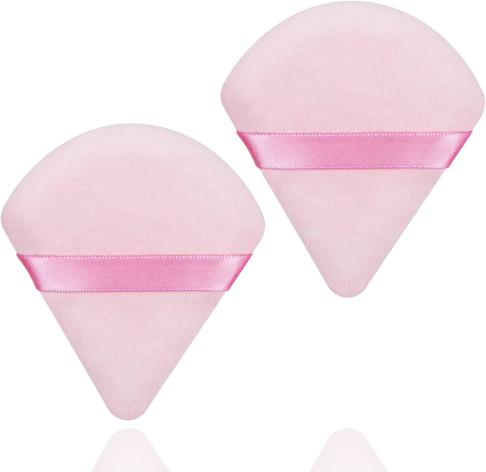 2 Pcs Triangle Makeup Powder Puff for Face Powder Soft Triangle Velour Powder Puff Reusable Trian... | Amazon (US)
