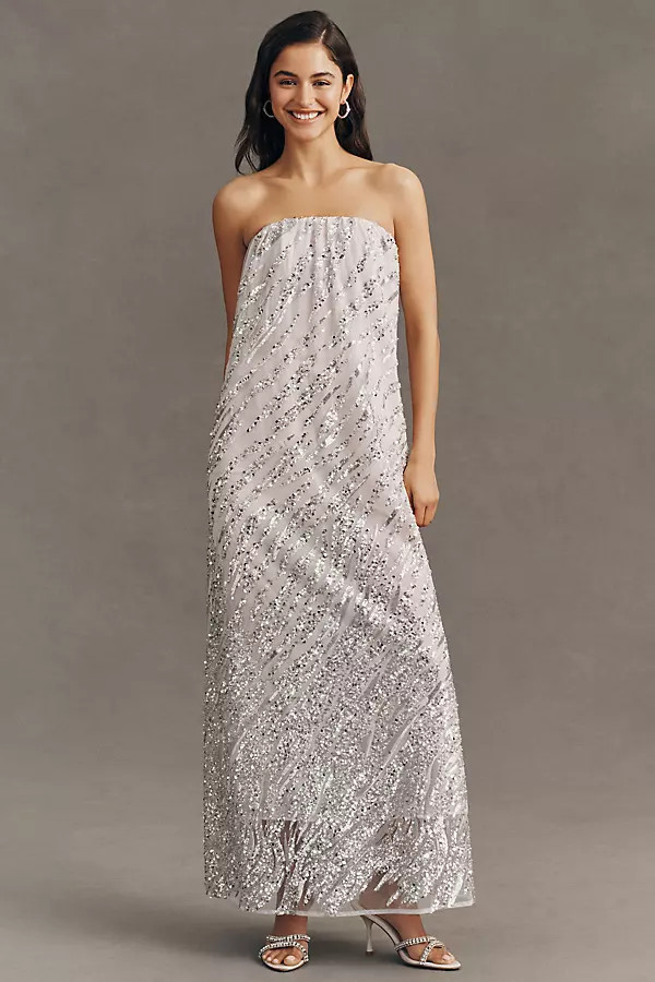 Margot Strapless Sequin Maxi Dress | Anthropologie (US)