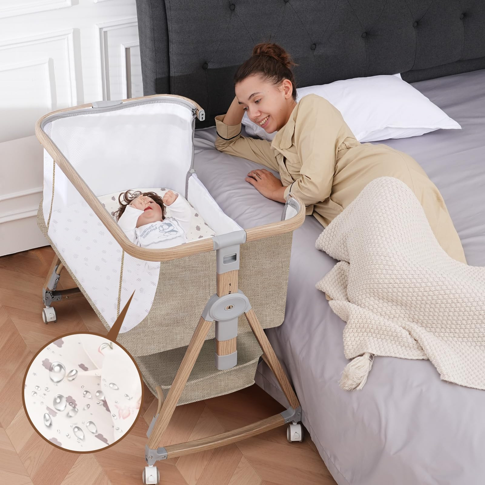 Baby Bassinet, Bassinet Bedside Sleeper with Waterproof Bassinet Sheets and Soft Mattress, Safe A... | Amazon (US)