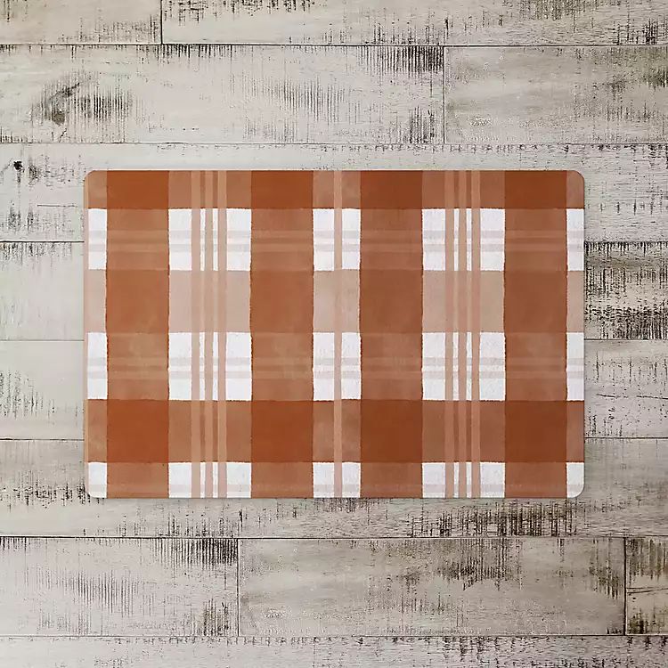 New! Burnt Orange Plaid Harvest Floor Mat | Kirkland's Home