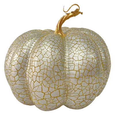 Northlight 7" Champagne Gold Crackled Fall Harvest Pumpkin Decoration | Target