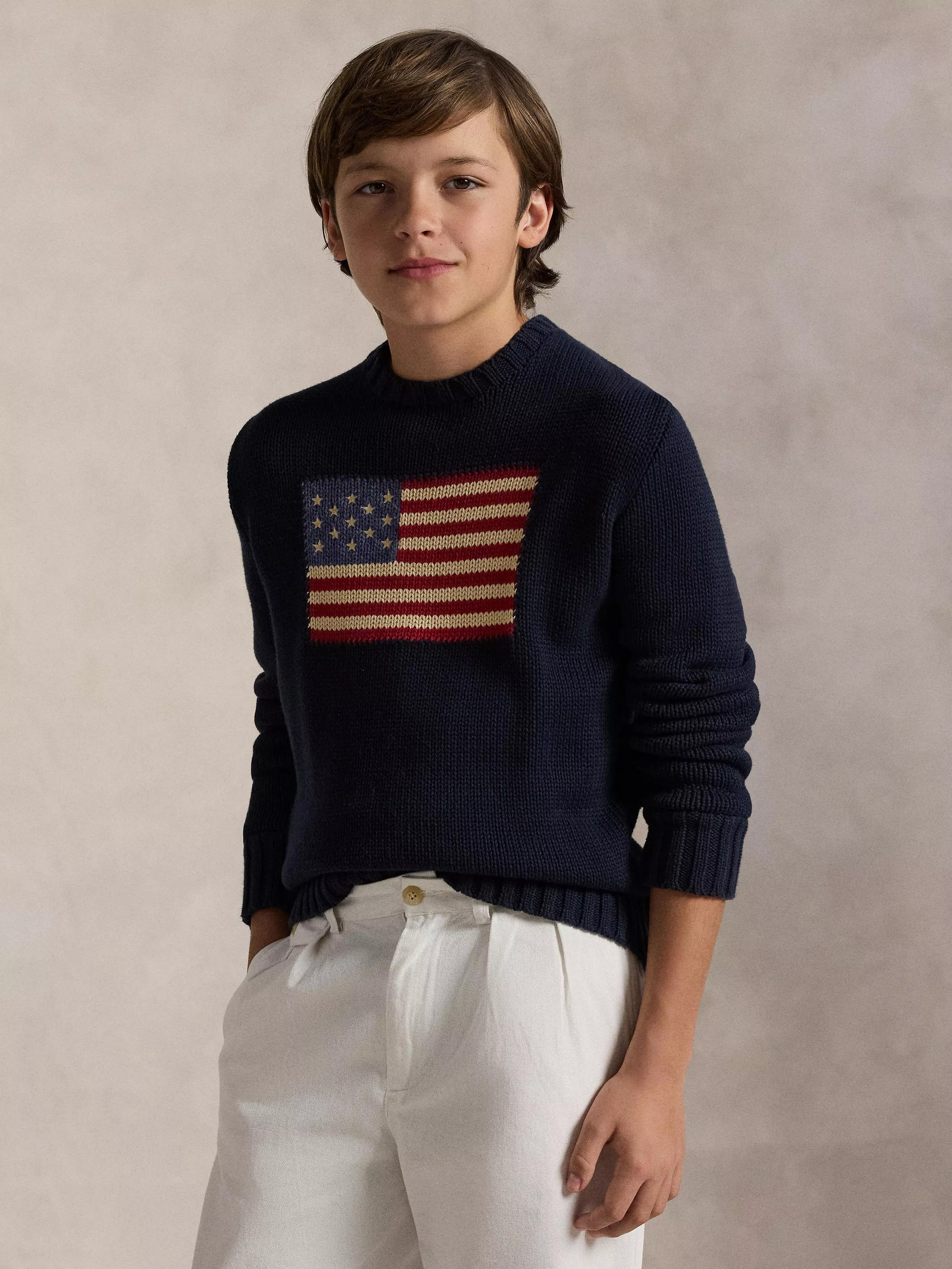 Polo Ralph Lauren Kids' American Flag Jumper, Hunter Navy | John Lewis (UK)