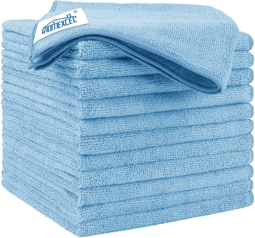 HOMEXCEL Blue Microfiber Cleaning Cloth 12 Pack, 12.5 x 12.5 inch Microfiber Towels for Cars, Ult... | Amazon (US)