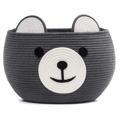 Cotton Rope Basket Baby Cute Storage Basket For Organizing, Medium Toy Basket Empty Gift Basket With Handles, Woven Rope Bear Basket,Grey, 15.7" D X 1 | Wayfair Professional