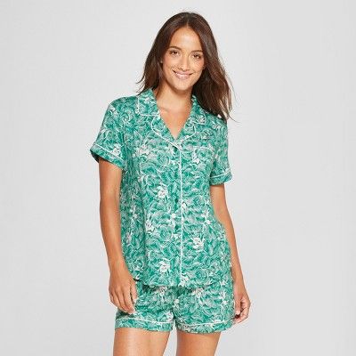 Women's Total Comfort Notch Collar Pajama Set - Gilligan & O'Malley™ Green | Target