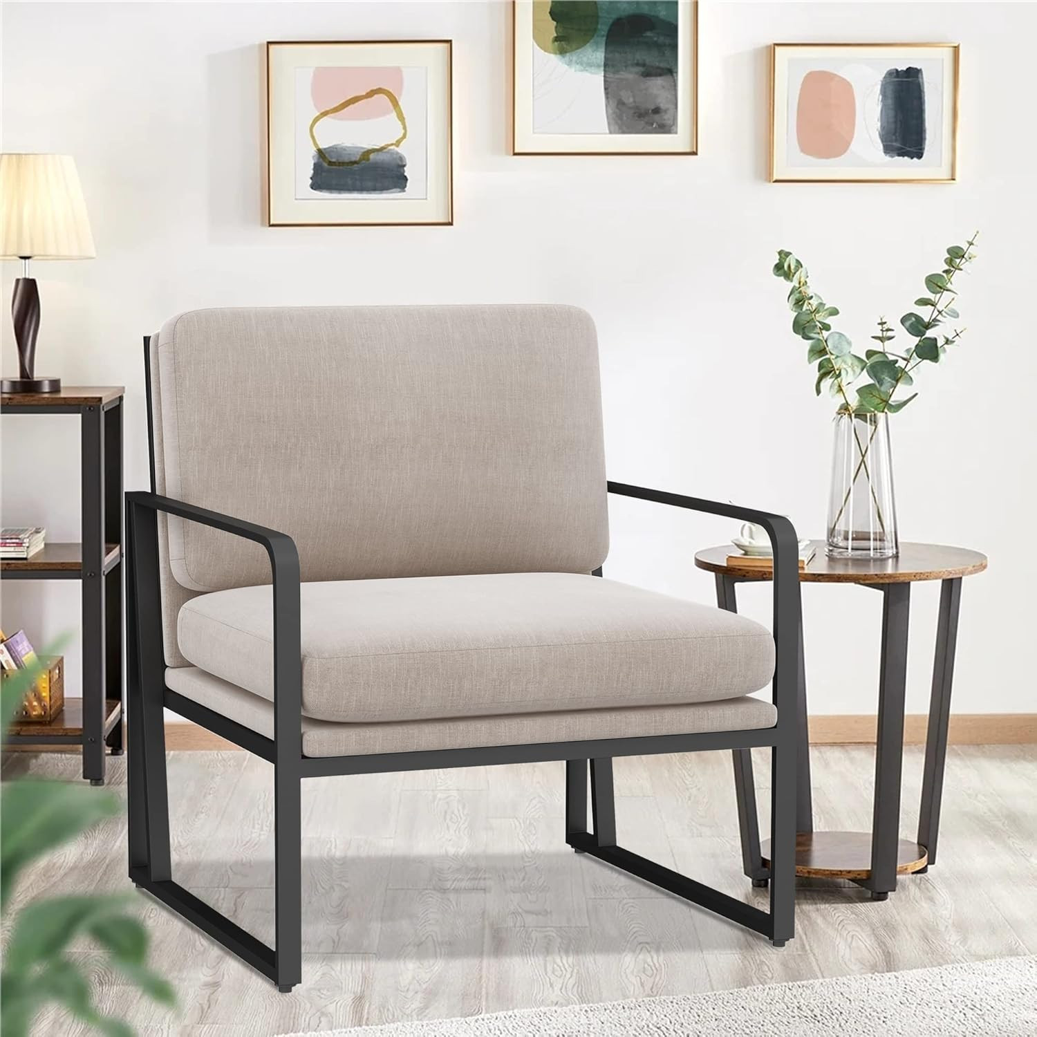 ALISH Modern Accent Chairs, Upholstered Living Room Chairs Linen Arm Chair Accent Chairs for Livi... | Amazon (US)