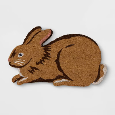 1'6"x2'6" Easter Bunny Tufted Outdoor Coir Doormat Brown - Threshold™ | Target