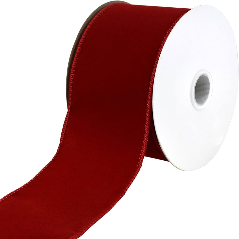 Homeford Outdoor Christmas Velvet Wired Ribbon, 2-1/2-inch, 10-Yard, Medium Red | Amazon (US)
