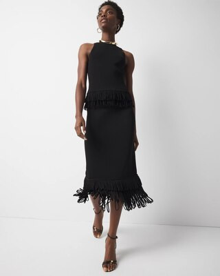 Women's Petite Fringe Hem Pencil Skirt in Black size Medium | White House Black Market | White House Black Market