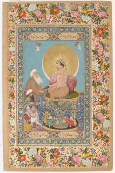Jahangir Preferring a Sufi Shaikh to Kings from the St. Petersburg Album (Opaque W/C, Ink & Gold ... | Art.com