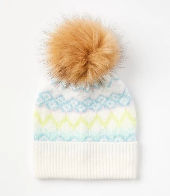 Fair Isle Faux Fur Pom Pom Hat | LOFT