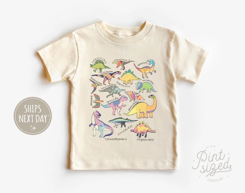 Dinosaurs Toddler Shirt - Trendy Dinosaur Kids Shirt - Types Of Dinosaurs Shirt - Cute Retro Natu... | Etsy (US)
