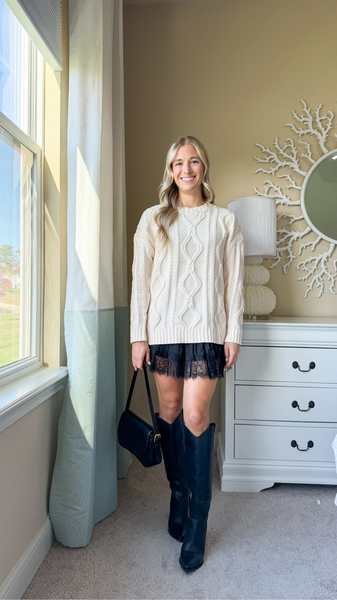Three Thanksgiving outfit ideas you’ll actually want to wear 🍂🧡
1️⃣ Trending lace skirt (XS TTS) + cozy sweater (XS TTS) + my go-to boots (7 — size up ½)
2️⃣ Another skirt moment (XS TTS) with a similar sweater linked + same boots (7 — size up ½)
3️⃣ Wide leg jeans (0 reg TTS) + soft sweater (XS TTS) for a comfy-chic vibe 🦃

All perfect for Thanksgiving dinner, fall family photos, or a cozy date night!

Keywords:
thanksgiving outfit, fall outfit, lace skirt outfit, fall date night outfit, family photo outfit, fall fashion, sweater and skirt outfit, cozy fall outfit, wide leg jeans outfit, thanksgiving dinner outfit, neutral fall style, boots outfit, fall outfit inspo, pumpkin patch outfit, fall style ideas. Mom jeans. Baggy jeans. Black jeans. Gray jeans  

#LTKFindsUnder50
