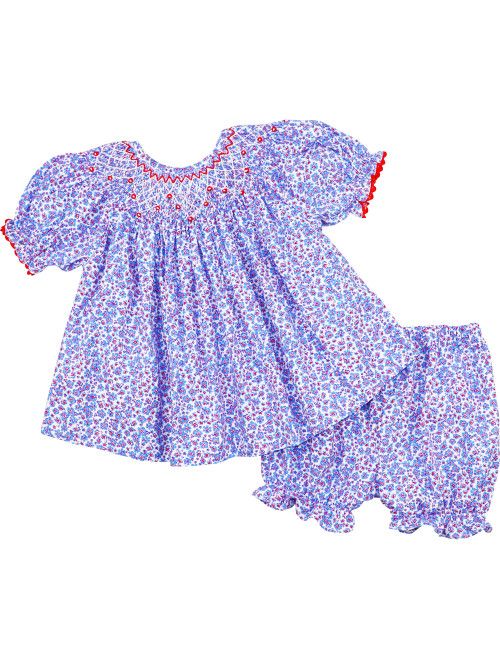 Blue And Red Liberty Smocked Bloomer Set | Cecil and Lou