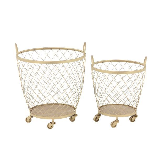 2pk Modern Metallic Rolling Baskets Gold - Olivia & May | Target