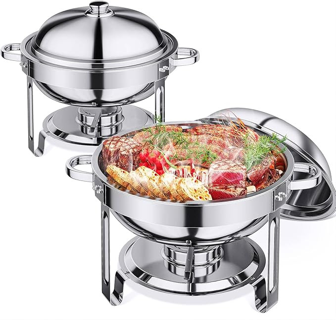 5.5QT Chafing Dishes for Buffet 2 Pack, Chafing Dish Buffet Set with Lid, Stainless Steel Buffet ... | Amazon (US)