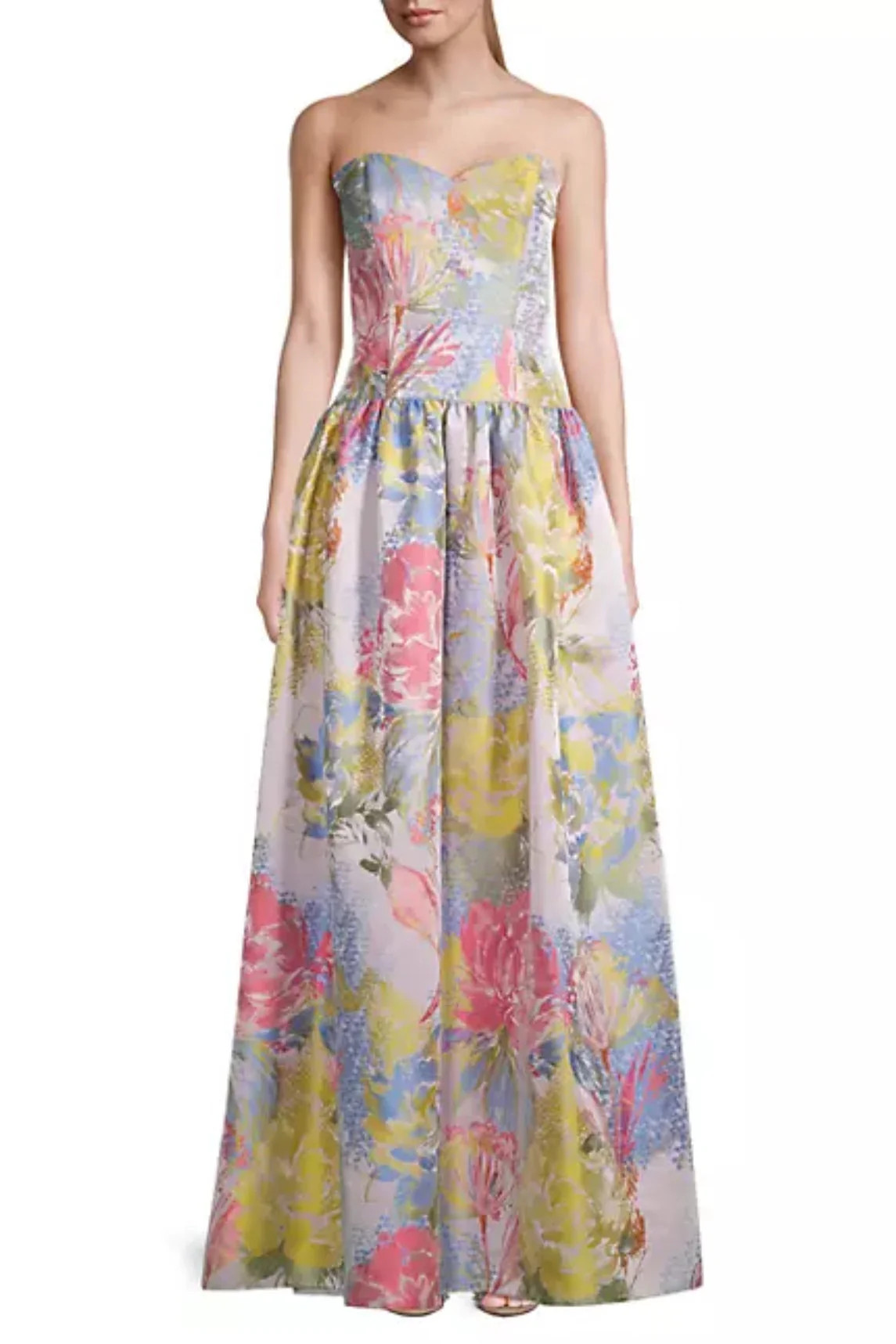 Floral Jacquard Strapless Gown 0 | Casual Chic Boutique