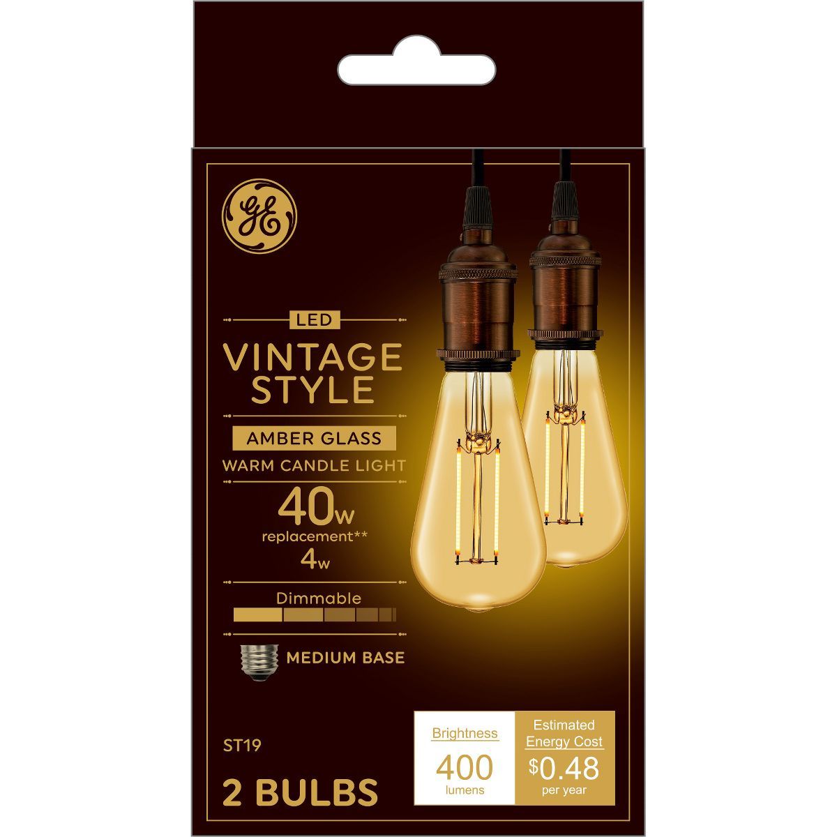 GE LED Light Bulbs 5.5W 40W Equivalent Amber Glass Warm Candle Light | Target