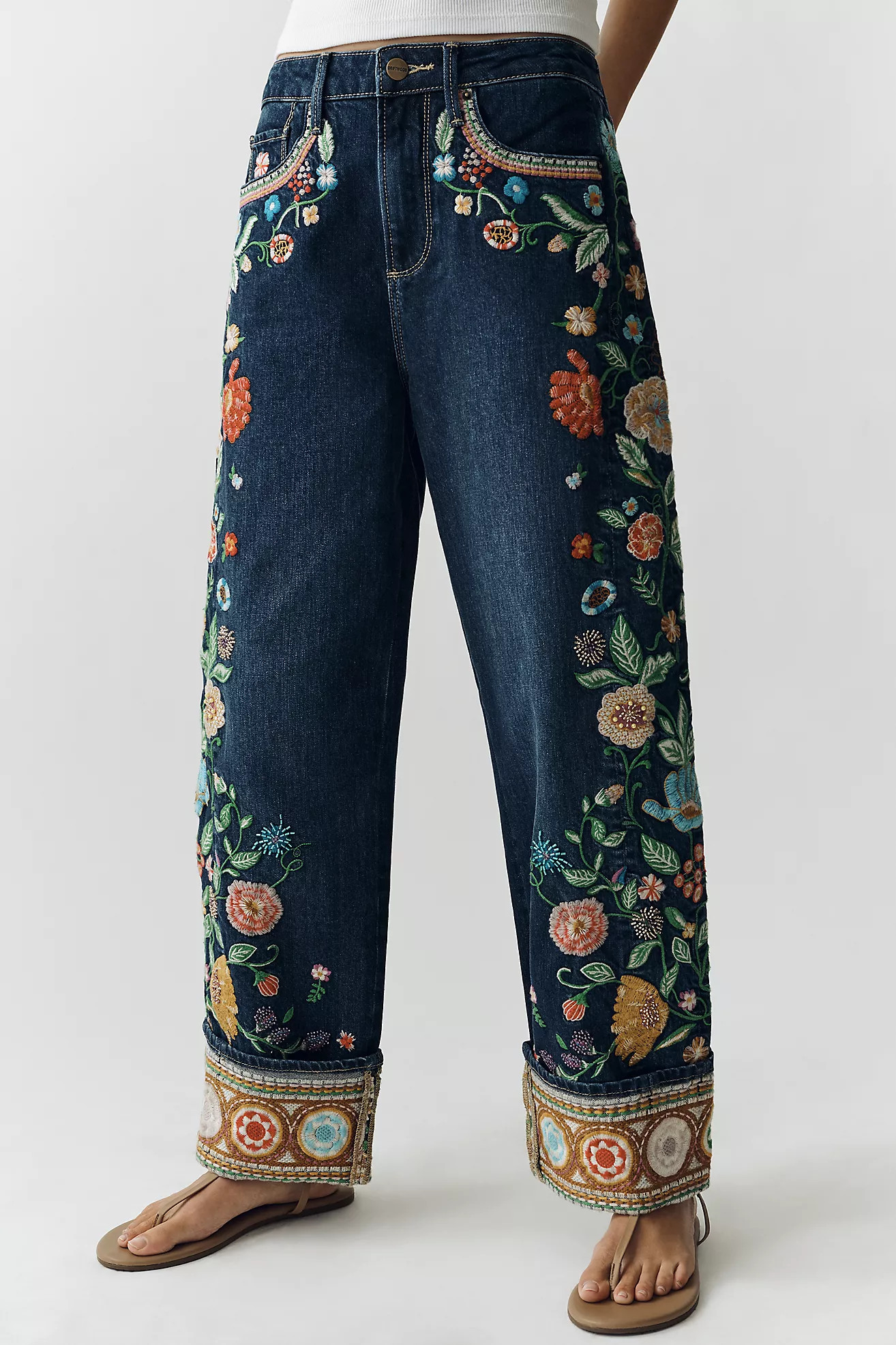 Driftwood High-Rise Cuffed Barrel Jeans | Anthropologie (US)
