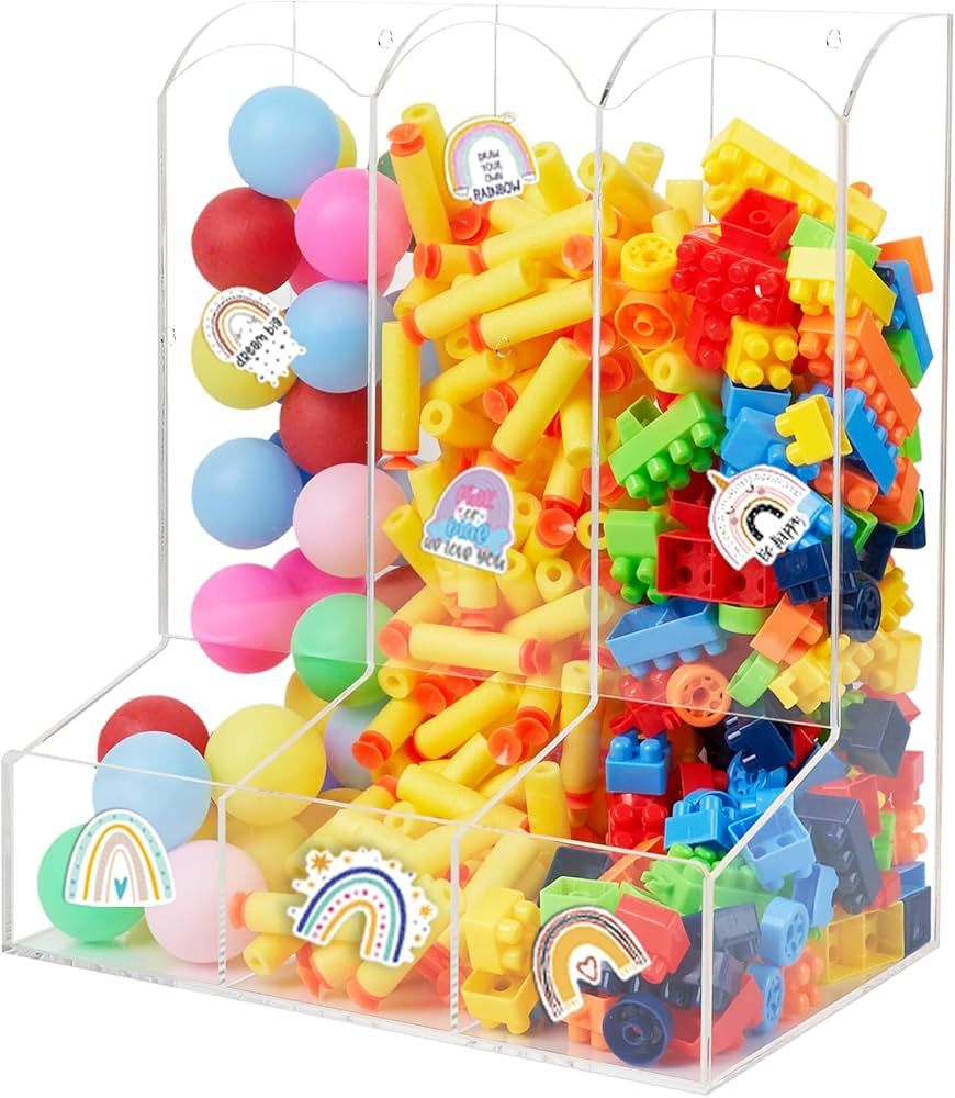 Parkside Wind 1PCS Acrylic Triple Divided Wall Toy Dispenser -Includes DIY Stickers to Easily Sto... | Amazon (US)