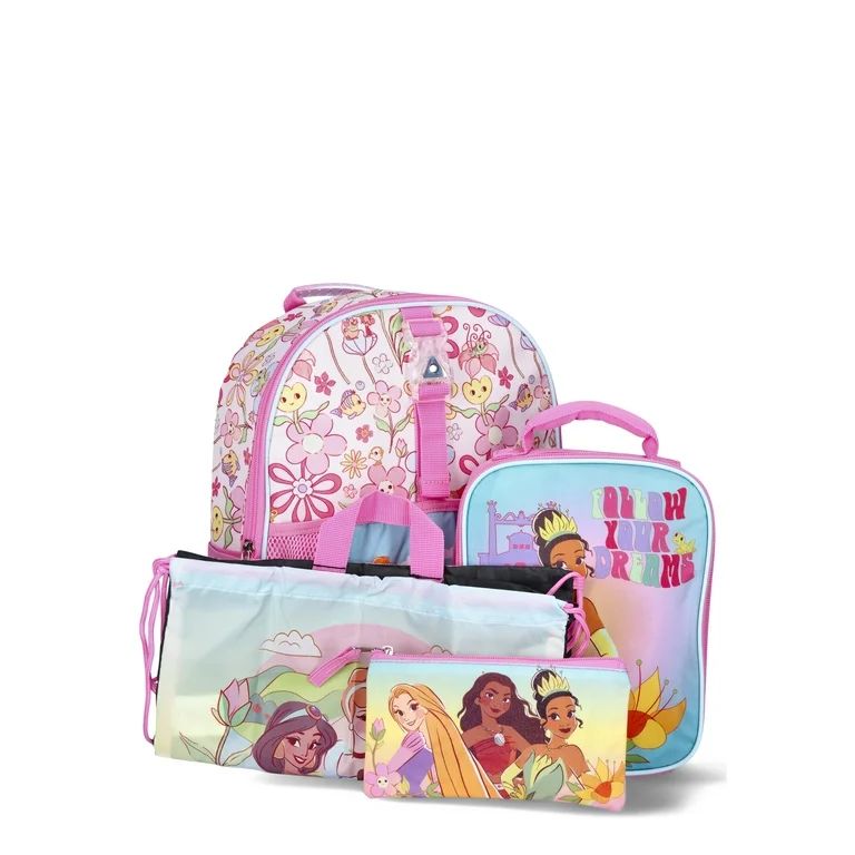 Disney Princess Girls 14" Preschool Light Up Backpack 4-Piece Set, Multi-Color | Walmart (US)