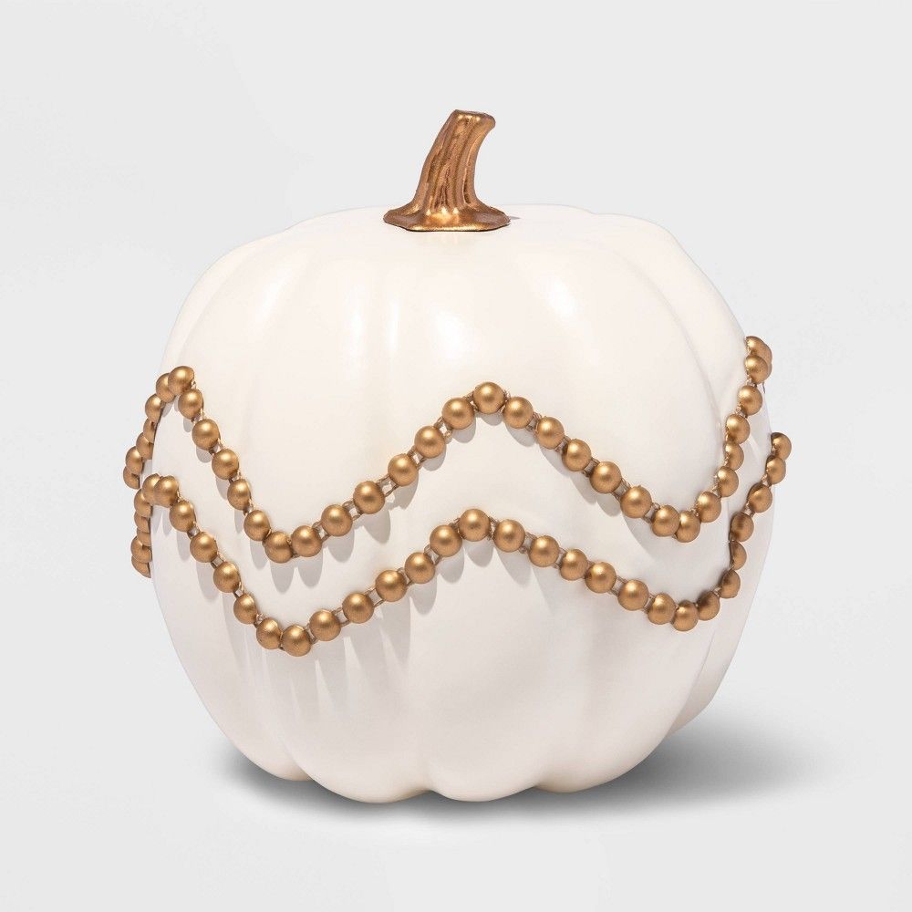 Halloween 7.5"" Painted Gold Nailhead White Halloween Decorative Pumpkin - Hyde & EEK! Boutique | Target