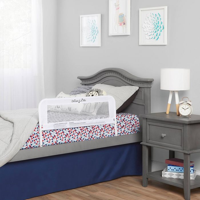 Dream On Me 3D Linen fabric and Mesh Security Bed Rail - Gray | Target