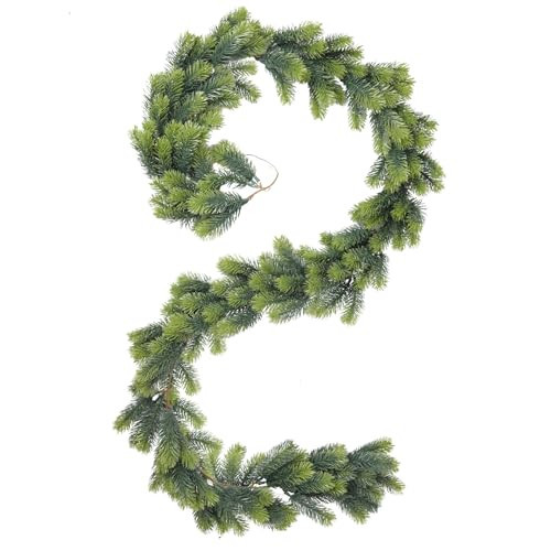 RECUTMS Christmas Decorative Artificial Pine Tree Garland Plastic Greenery Winter Plants Bicolour Pine Needles Fake Plant Wreath for Table Step (Green) | Amazon (US)