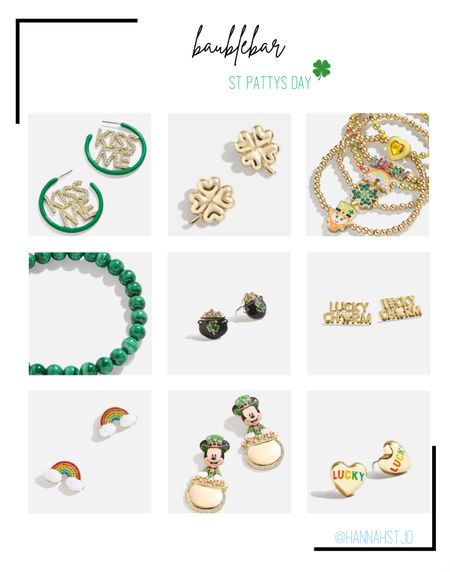 St Patty’s day pieces at baublebar 🍀 #stpatricksday #disney #earrings #bracelets

#LTKstyletip #LTKfindsunder100 #LTKfindsunder50