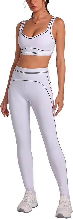 ABOCIW Womens Workout Sets 2 Piece Yoga Outfits Contouring Contrast Stitching Sports Bra High Wai... | Amazon (US)